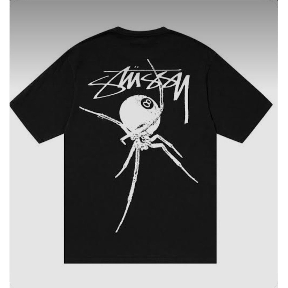 NWT Authentic Stussy Arachnid Pigment Dyed Tee in Black Men's Size L